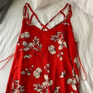 red,flowy, cross back flower tank